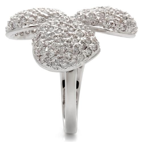 MA0W145 - Rhodium Brass Ring with AAA Grade CZ in Clear