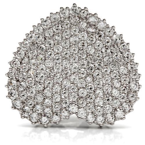 MA0W146 - Rhodium Brass Ring with AAA Grade CZ in Clear