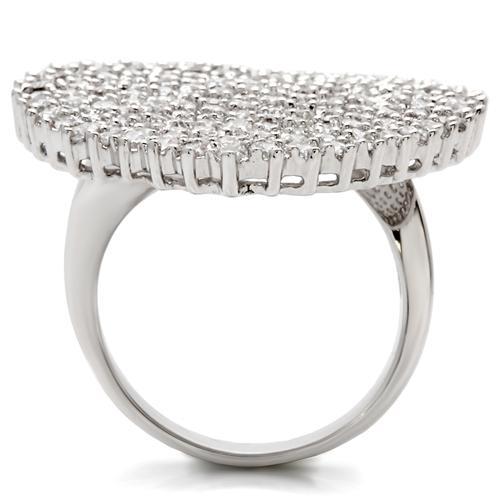 MA0W146 - Rhodium Brass Ring with AAA Grade CZ in Clear