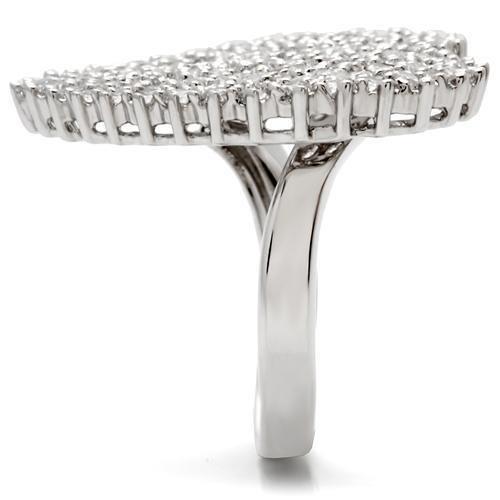 MA0W146 - Rhodium Brass Ring with AAA Grade CZ in Clear