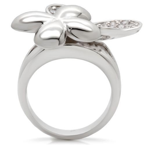 MA0W147 - Rhodium Brass Ring with AAA Grade CZ in Clear