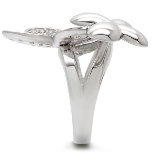MA0W147 - Rhodium Brass Ring with AAA Grade CZ in Clear