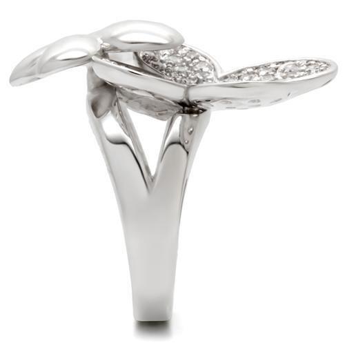 MA0W147 - Rhodium Brass Ring with AAA Grade CZ in Clear