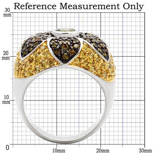 MA0W154 - Rhodium+Gold+ Ruthenium Brass Ring with AAA Grade CZ in Multi Color