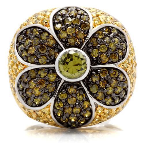MA0W154 - Rhodium+Gold+ Ruthenium Brass Ring with AAA Grade CZ in Multi Color