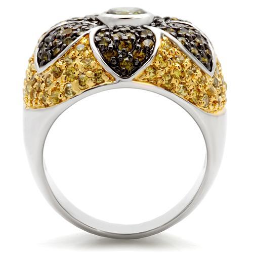 MA0W154 - Rhodium+Gold+ Ruthenium Brass Ring with AAA Grade CZ in Multi Color