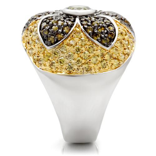 MA0W154 - Rhodium+Gold+ Ruthenium Brass Ring with AAA Grade CZ in Multi Color
