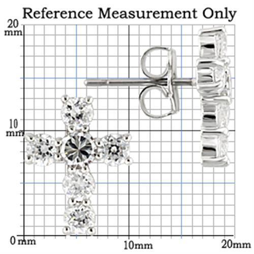 MA0W155 - Rhodium 925 Sterling Silver Earrings with AAA Grade CZ in Clear