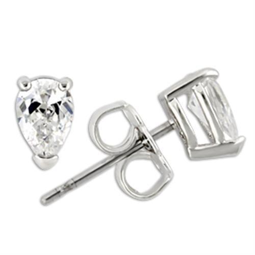 MA0W163 - Rhodium 925 Sterling Silver Earrings with AAA Grade CZ in Clear