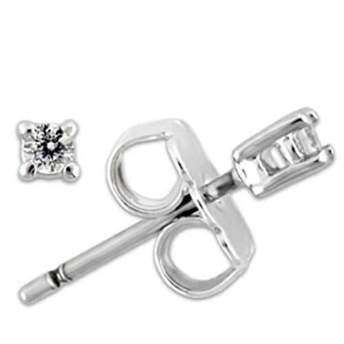 MA0W168 - Rhodium 925 Sterling Silver Earrings with AAA Grade CZ in Clear