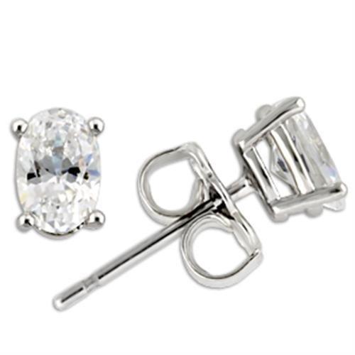 MA0W174 - Rhodium 925 Sterling Silver Earrings with AAA Grade CZ in Clear