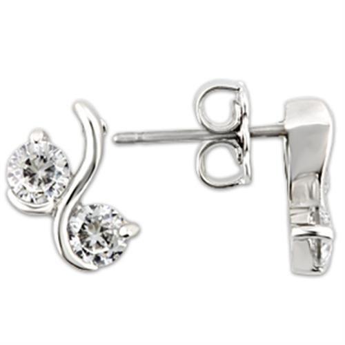 MA0W176 - Rhodium 925 Sterling Silver Earrings with AAA Grade CZ in Clear