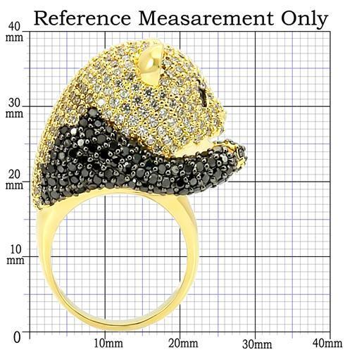 MA0W182 - Gold+Ruthenium Brass Ring with AAA Grade CZ in Jet