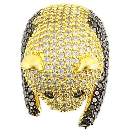 MA0W182 - Gold+Ruthenium Brass Ring with AAA Grade CZ in Jet