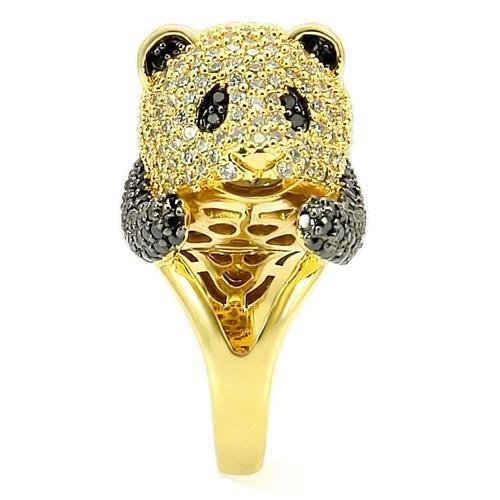 MA0W182 - Gold+Ruthenium Brass Ring with AAA Grade CZ in Jet