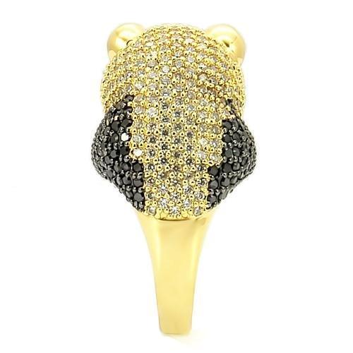 MA0W182 - Gold+Ruthenium Brass Ring with AAA Grade CZ in Jet