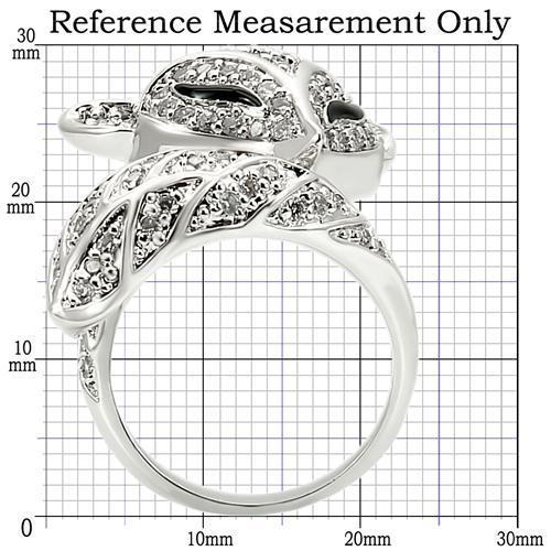 MA0W185 - Rhodium Brass Ring with AAA Grade CZ in Clear