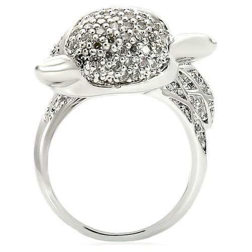 MA0W185 - Rhodium Brass Ring with AAA Grade CZ in Clear