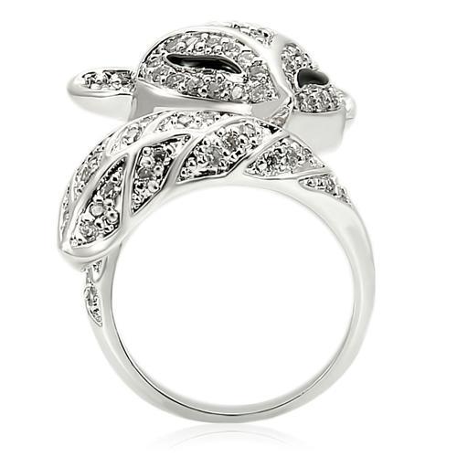MA0W185 - Rhodium Brass Ring with AAA Grade CZ in Clear