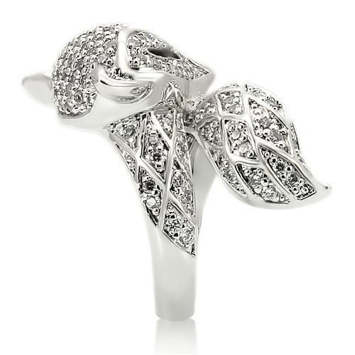 MA0W185 - Rhodium Brass Ring with AAA Grade CZ in Clear