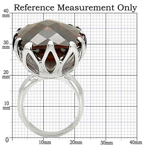 MA0W198 - Rhodium Brass Ring with AAA Grade CZ in Smoky Topaz