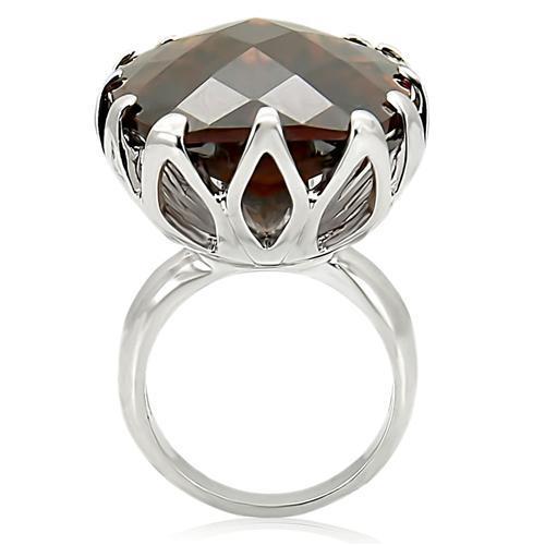 MA0W198 - Rhodium Brass Ring with AAA Grade CZ in Smoky Topaz