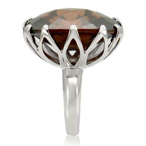 MA0W198 - Rhodium Brass Ring with AAA Grade CZ in Smoky Topaz