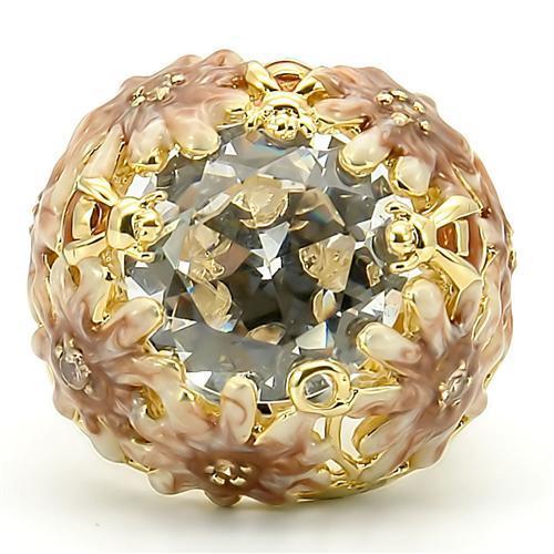 MA0W203 - Matte Gold & Gold Brass Ring with AAA Grade CZ in Clear
