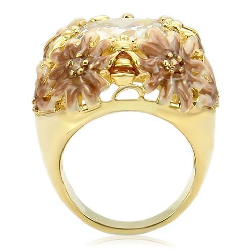 MA0W203 - Matte Gold & Gold Brass Ring with AAA Grade CZ in Clear