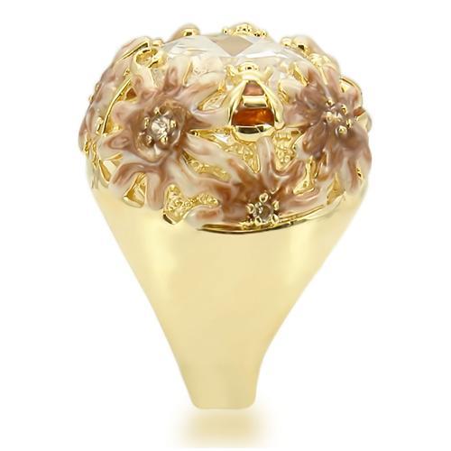 MA0W203 - Matte Gold & Gold Brass Ring with AAA Grade CZ in Clear