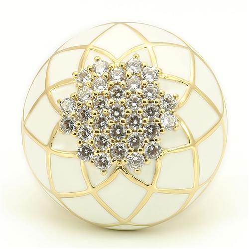 MA0W206 - Gold Brass Ring with AAA Grade CZ in Clear