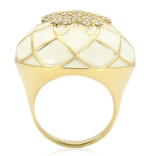 MA0W206 - Gold Brass Ring with AAA Grade CZ in Clear