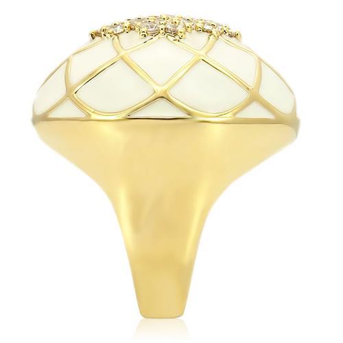 MA0W206 - Gold Brass Ring with AAA Grade CZ in Clear