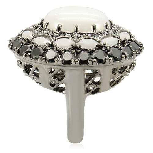 MA0W213 - Ruthenium Brass Ring with Milky CZ in White