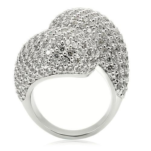 MA0W216 - Rhodium Brass Ring with AAA Grade CZ in Clear