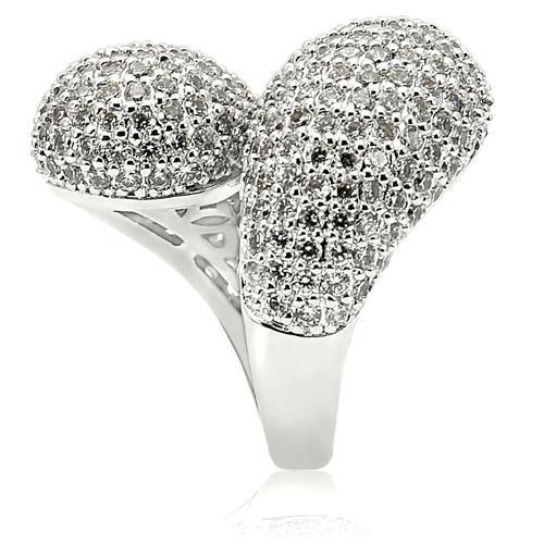 MA0W216 - Rhodium Brass Ring with AAA Grade CZ in Clear