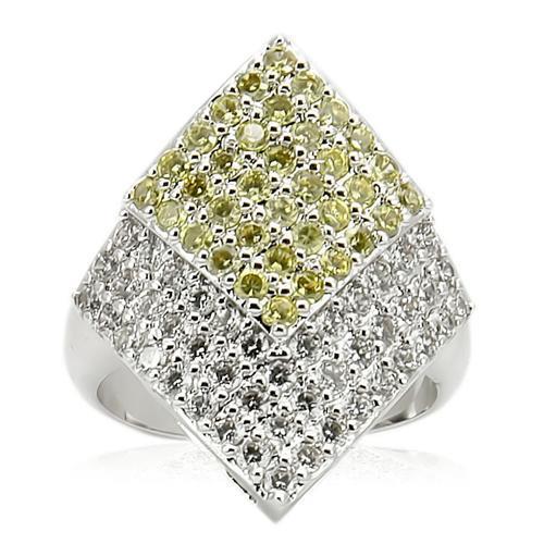 MA0W220 Rhodium Brass Ring with AAA Grade CZ in Topaz
