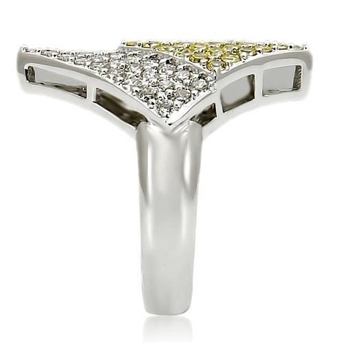 MA0W220 Rhodium Brass Ring with AAA Grade CZ in Topaz