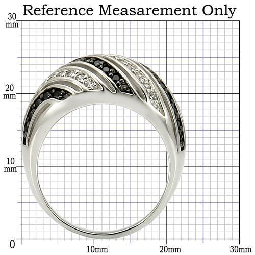 MA0W224 - Rhodium + Ruthenium Brass Ring with AAA Grade CZ in Jet