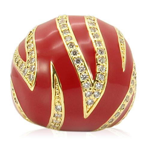 MA0W229 - Gold Brass Ring with AAA Grade CZ in Clear