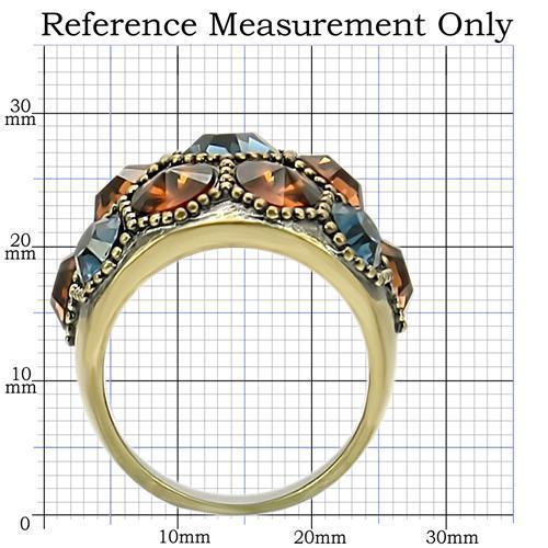 MA0W234 - Antique Copper Brass Ring with Top Grade Crystal in Multi Color