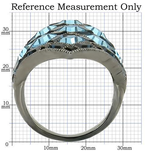 MA0W235 - Ruthenium Brass Ring with Top Grade Crystal in Sea Blue