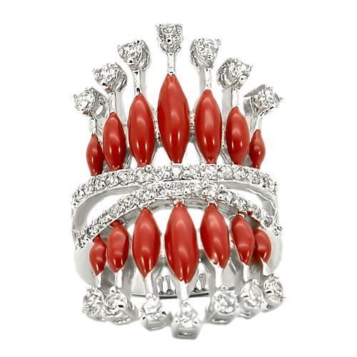 MA0W241 - Rhodium Brass Ring with AAA Grade CZ in Clear