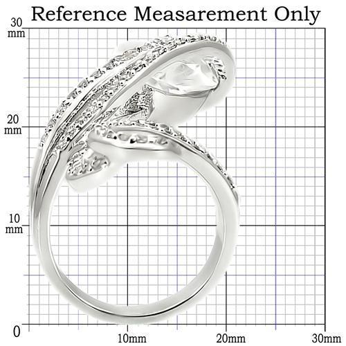 MA0W253 - Rhodium Brass Ring with AAA Grade CZ in Clear