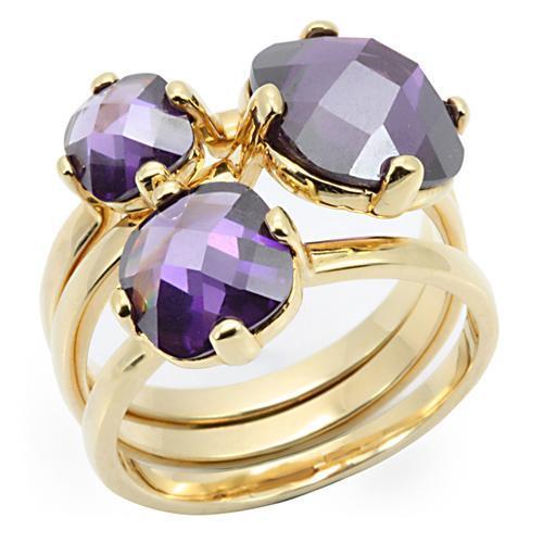 MA0W259 - Gold Brass Ring with AAA Grade CZ in Amethyst
