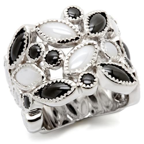 MA0W272 - Rhodium Brass Ring with Milky CZ in Multi Color