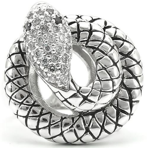 MA0W281 - Rhodium Brass Ring with AAA Grade CZ in Jet