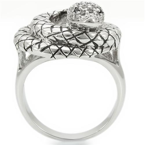 MA0W281 - Rhodium Brass Ring with AAA Grade CZ in Jet