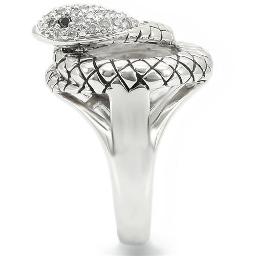 MA0W281 - Rhodium Brass Ring with AAA Grade CZ in Jet