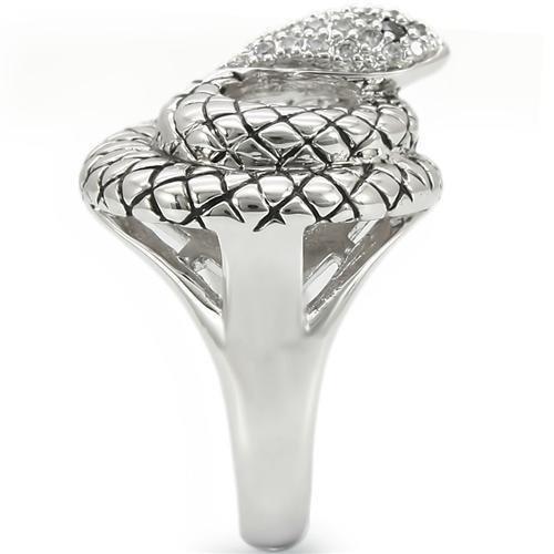 MA0W281 - Rhodium Brass Ring with AAA Grade CZ in Jet